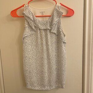 LOFT White Blouse black dots Size Petite XXSP
